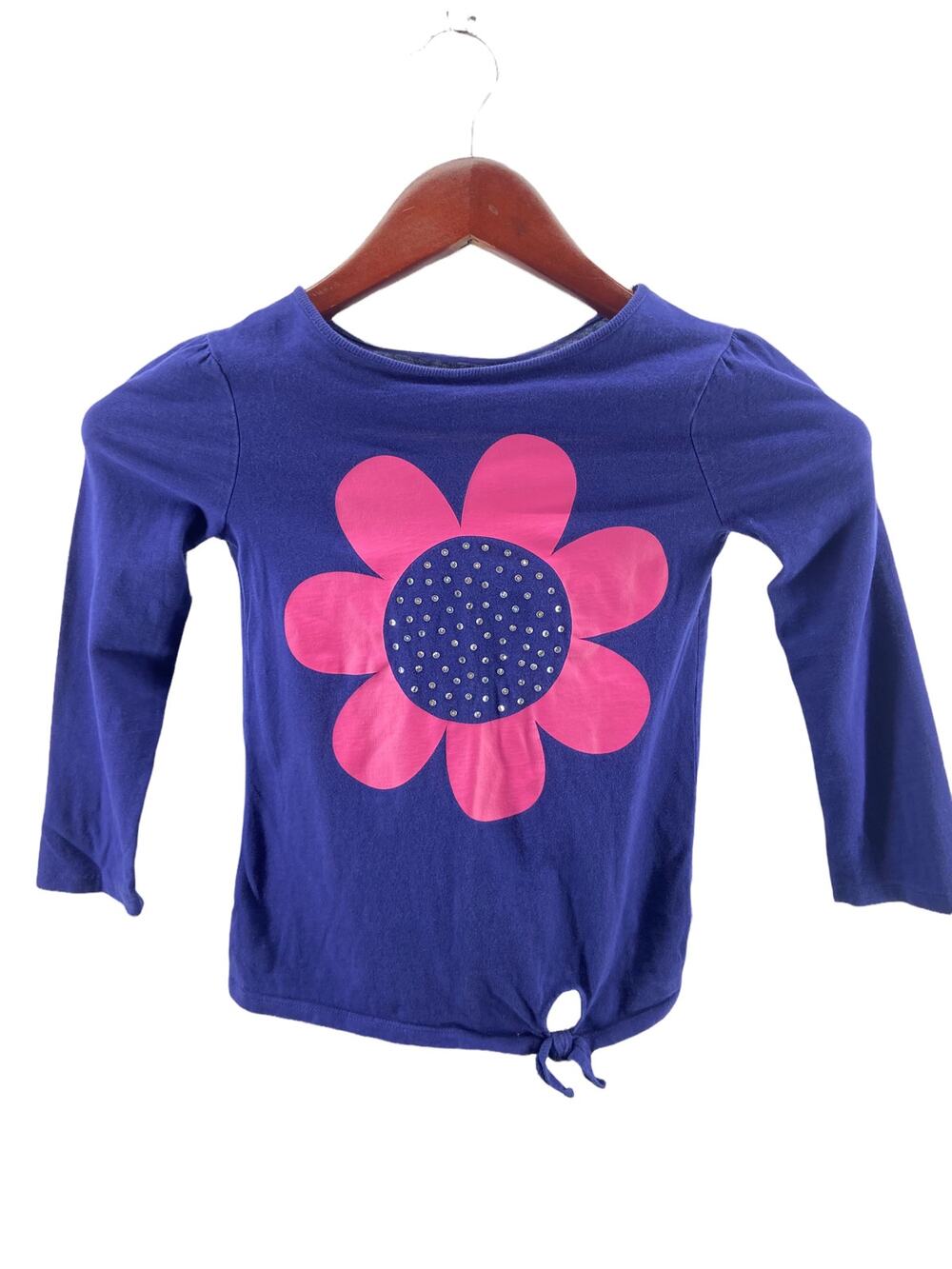 Jumping Beans Girls' Blue Flower Graphic Long Sleeve Top Youth Size 5